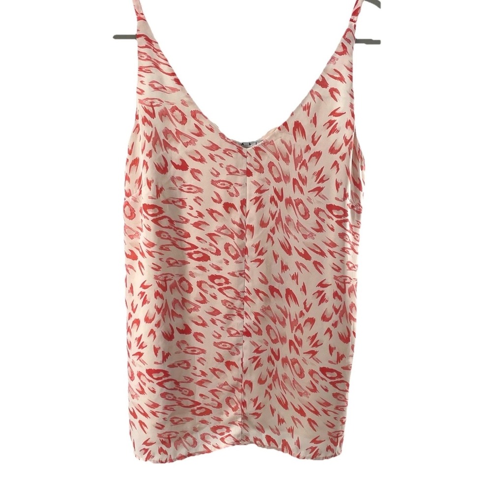 Cabi Red Pink Abstract Leopard Print Camisole V-Neck Adjustable Straps Size M